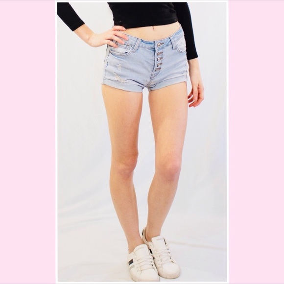 Thread Market BoHo Distressed High Waist Shorts - Picture 2 of 4